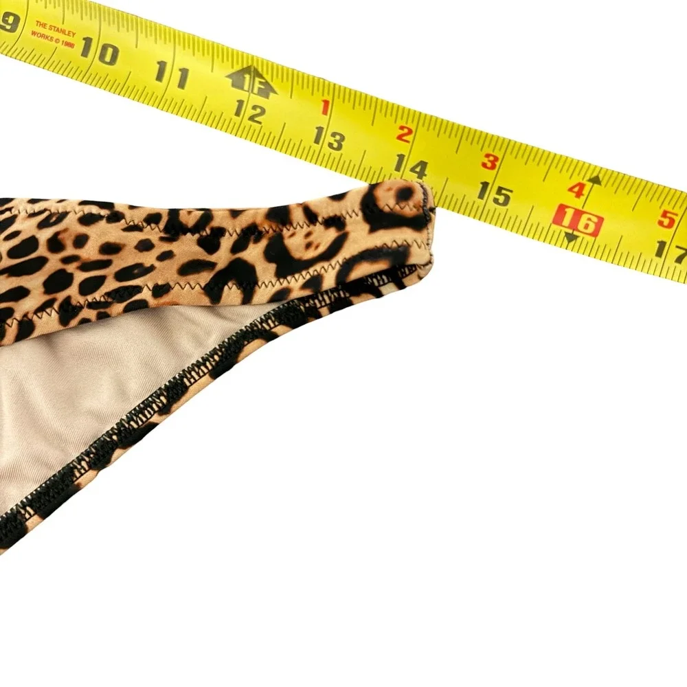 Victoria's Secret Leopard Print Bikini‎ Bottom High Leg V-Front Swim Small